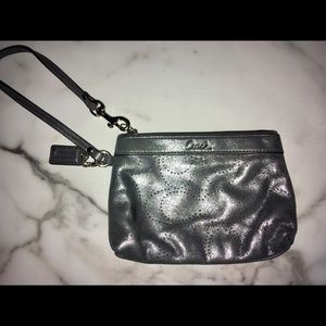 Silver metallic new coach wristlet